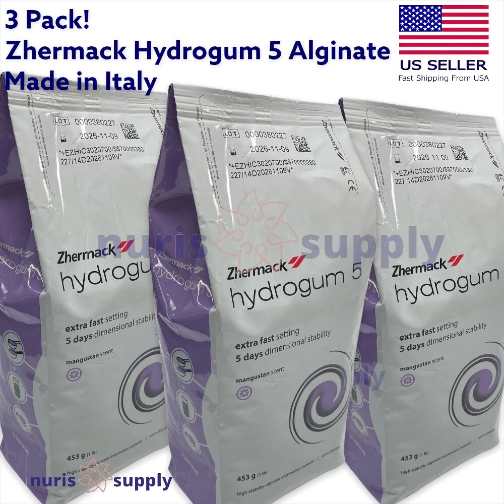 3 Pack, Zhermack Hydrogum 5 Alginate Impression Material, Fast Set 3x1lb