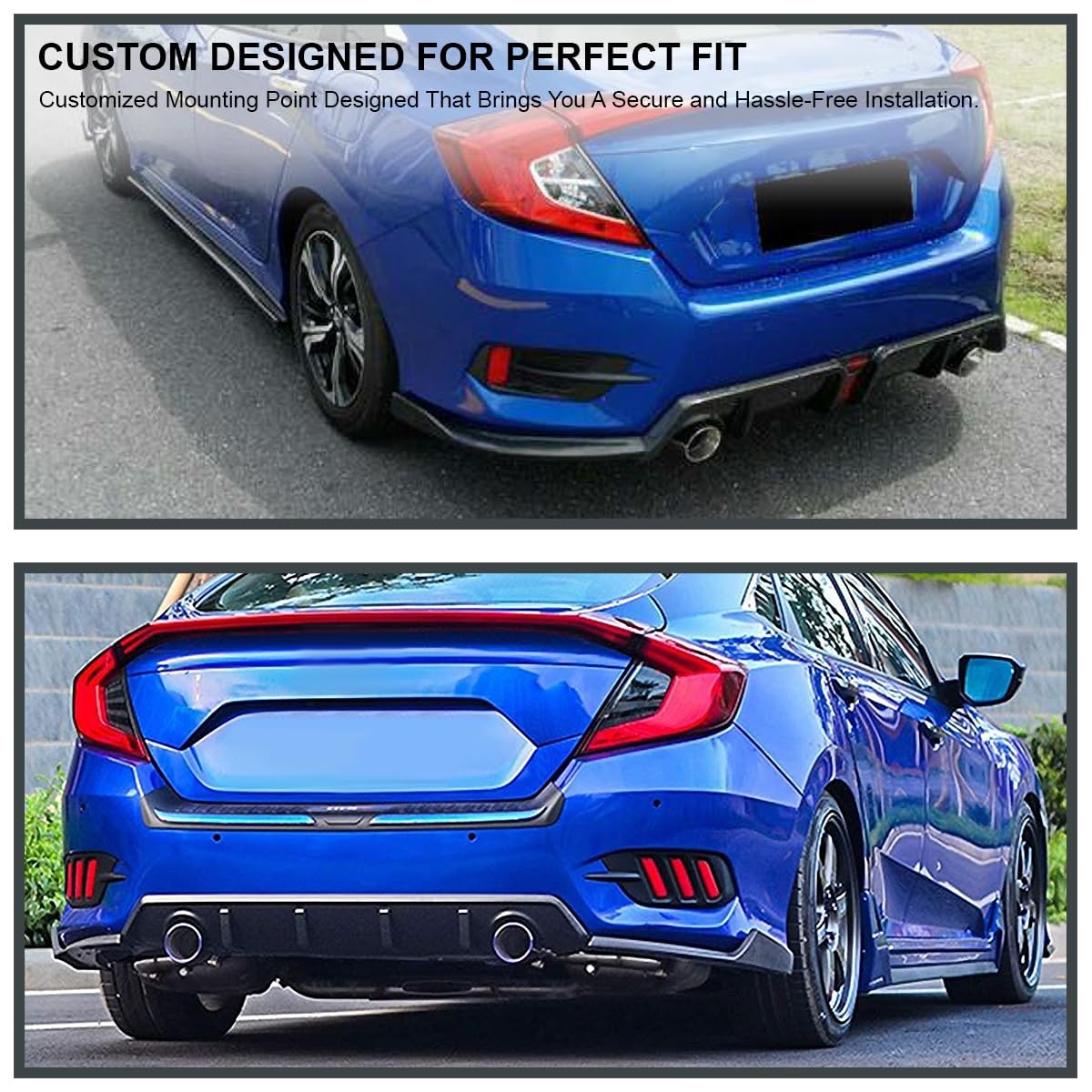 Spec-D Tuning Matte Black Rear Diffuser Bumper Lip Spoiler Compatible
