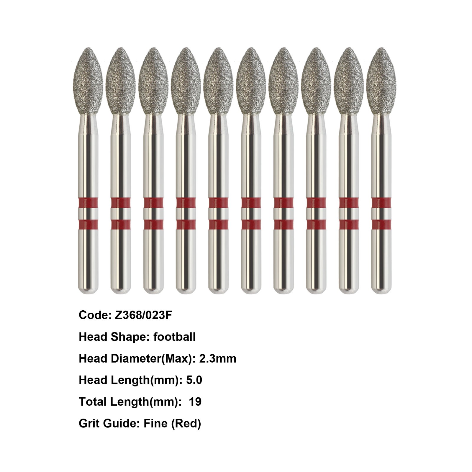 Zirconia Diamond Burs Friction Grip Egg Football Ball Round End Taper Dental Bur