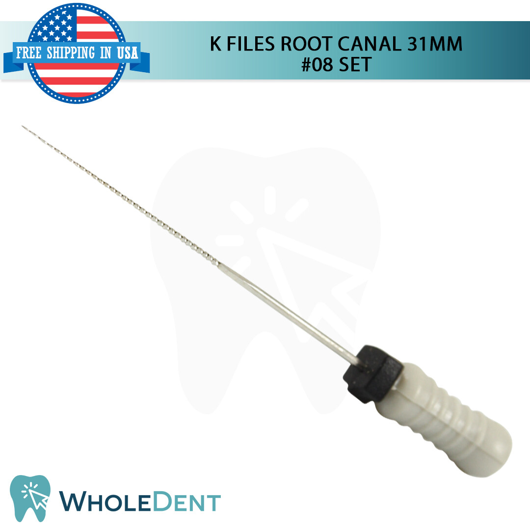 K Files Root Canal 31mm Hand Endodontic Dental Hedstrom 6pcs Pack Reamers #08