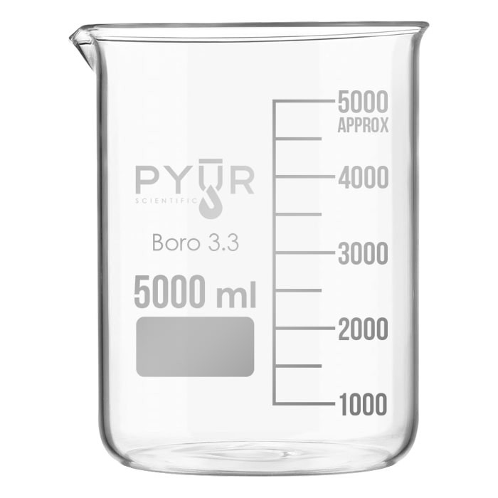 Pyur Scientific 3.3 Borosilicate Glass Beaker w/ Graduations & Spout 5000 ML