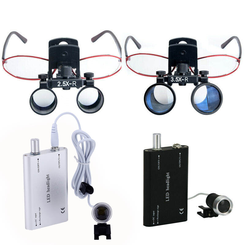 Dental Clip Type Surgical Binocular Loupes Magnifier LED Headlight Eyeglasses