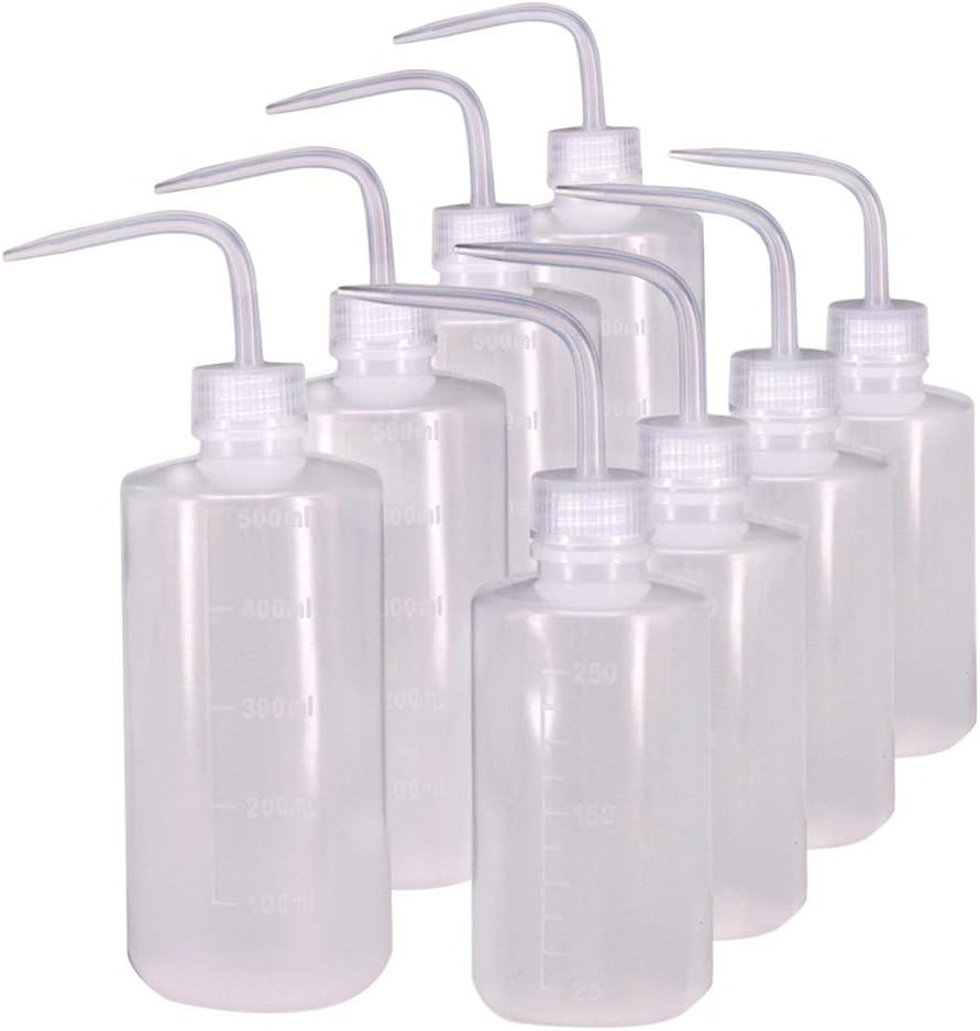 Plastic Wash Bottles 8Pk 250ml 500ml Squeeze Narrow Mouth Safety Lab Use