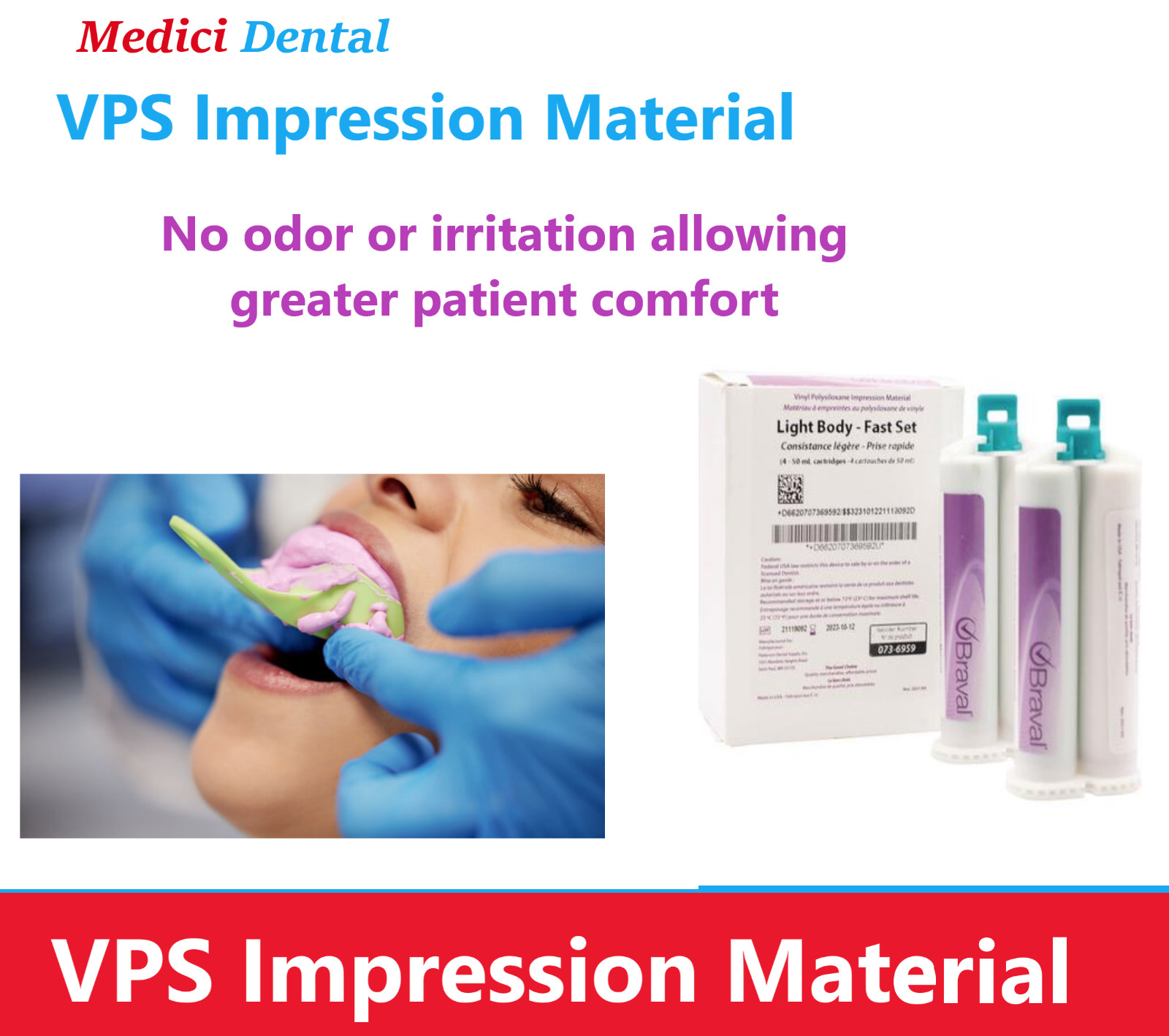 4/Box Dental VPS Impression Material Heavy Body Medium Light Fast Set, Made USA