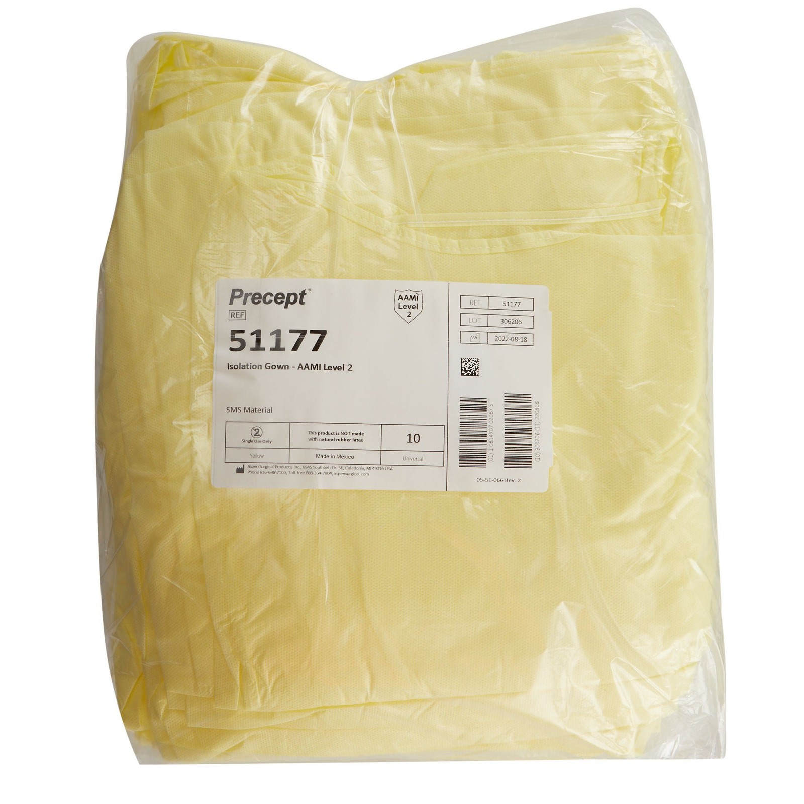 Precept Disposable SMS Protective Procedure Gown One Size Fits Most 10 per Bag