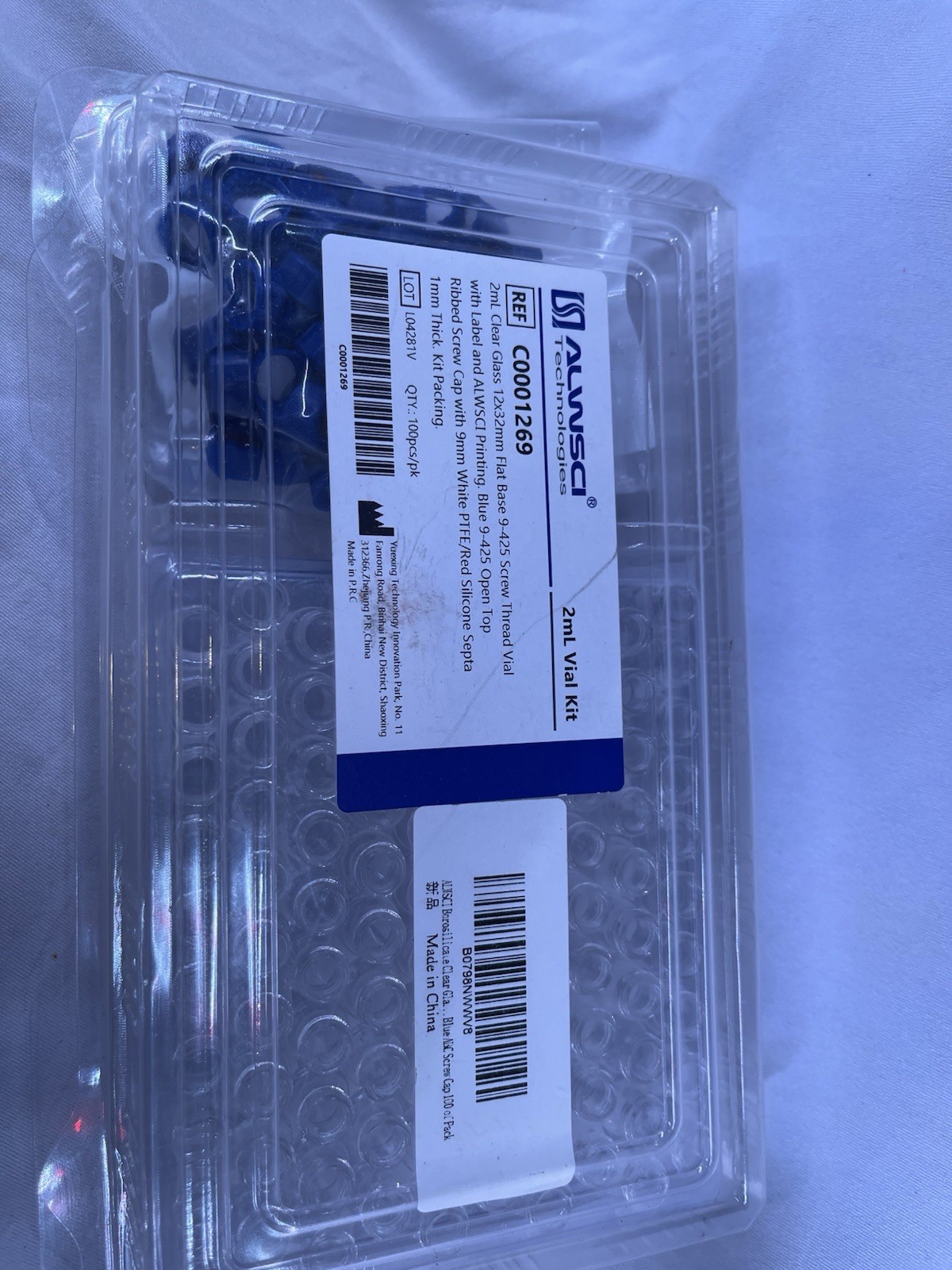 100PCS 2ml HPLC Autosampler Clear Vials 9-425 Screw Cap Vial Inserts