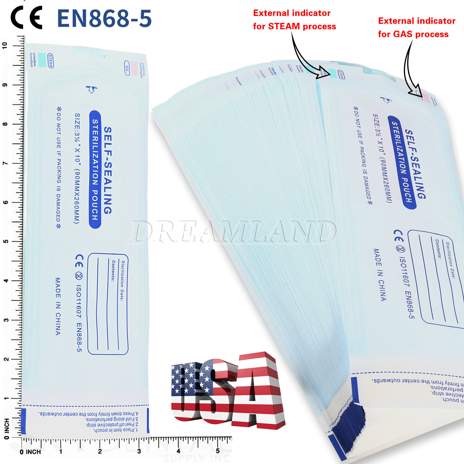 3.5×10″ Self Seal Pouch Sterilization Bag Pouches Dental