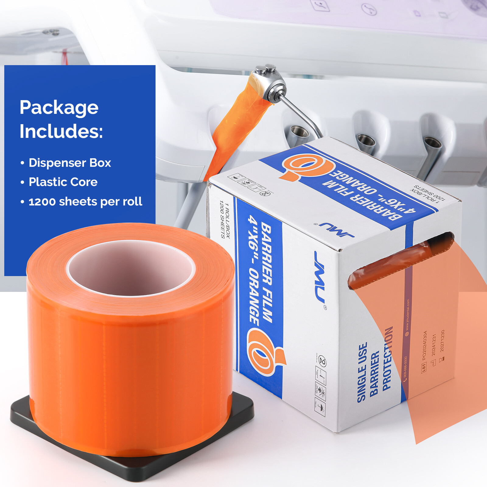 JMU Dental Tattoo Adhesive Roll Medical Barrier Film Tape 1200 Sheets 4″ x 6″