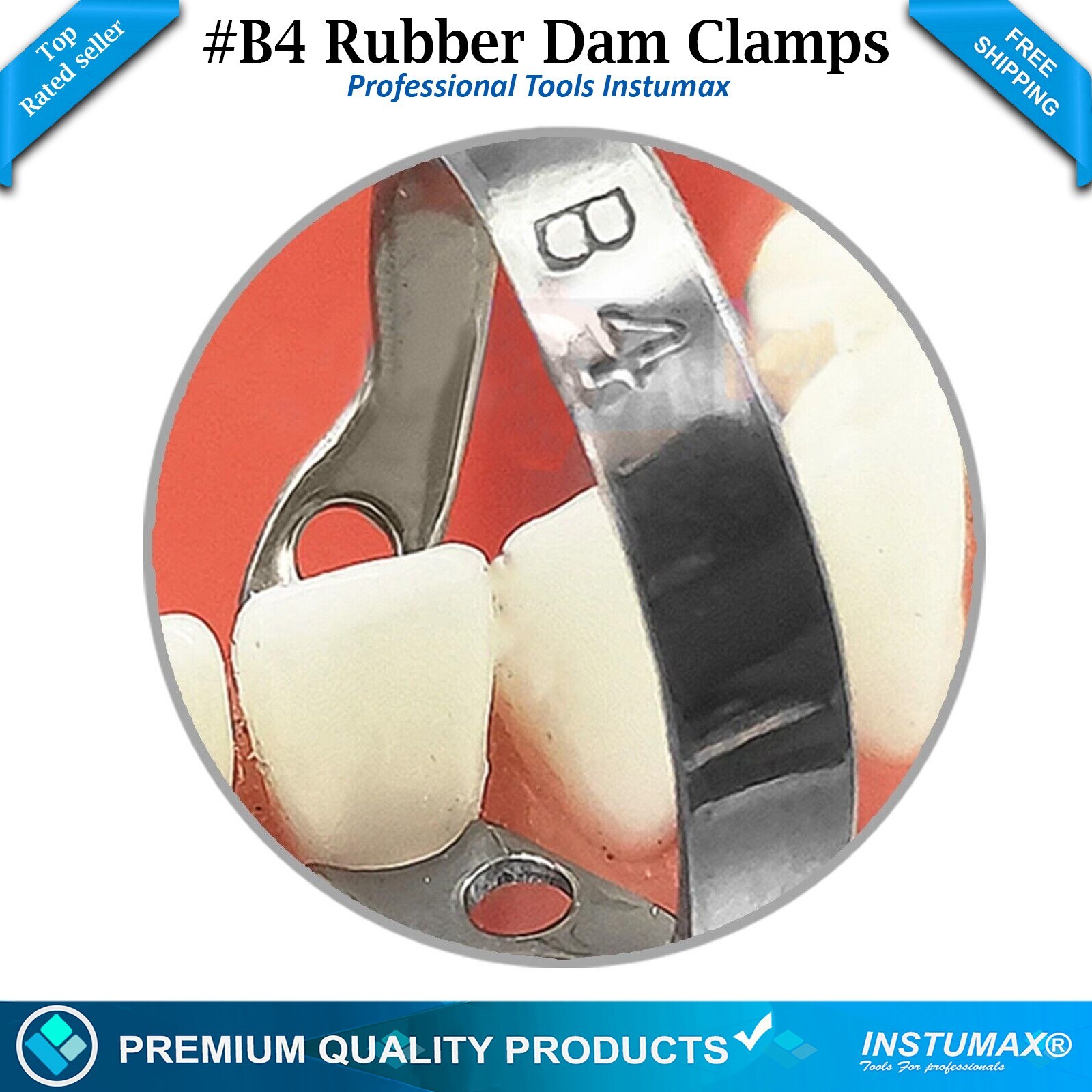 4 PCS Dental Rubber Dam Clamps B4 Brinker Anterior Endodontic Surgical