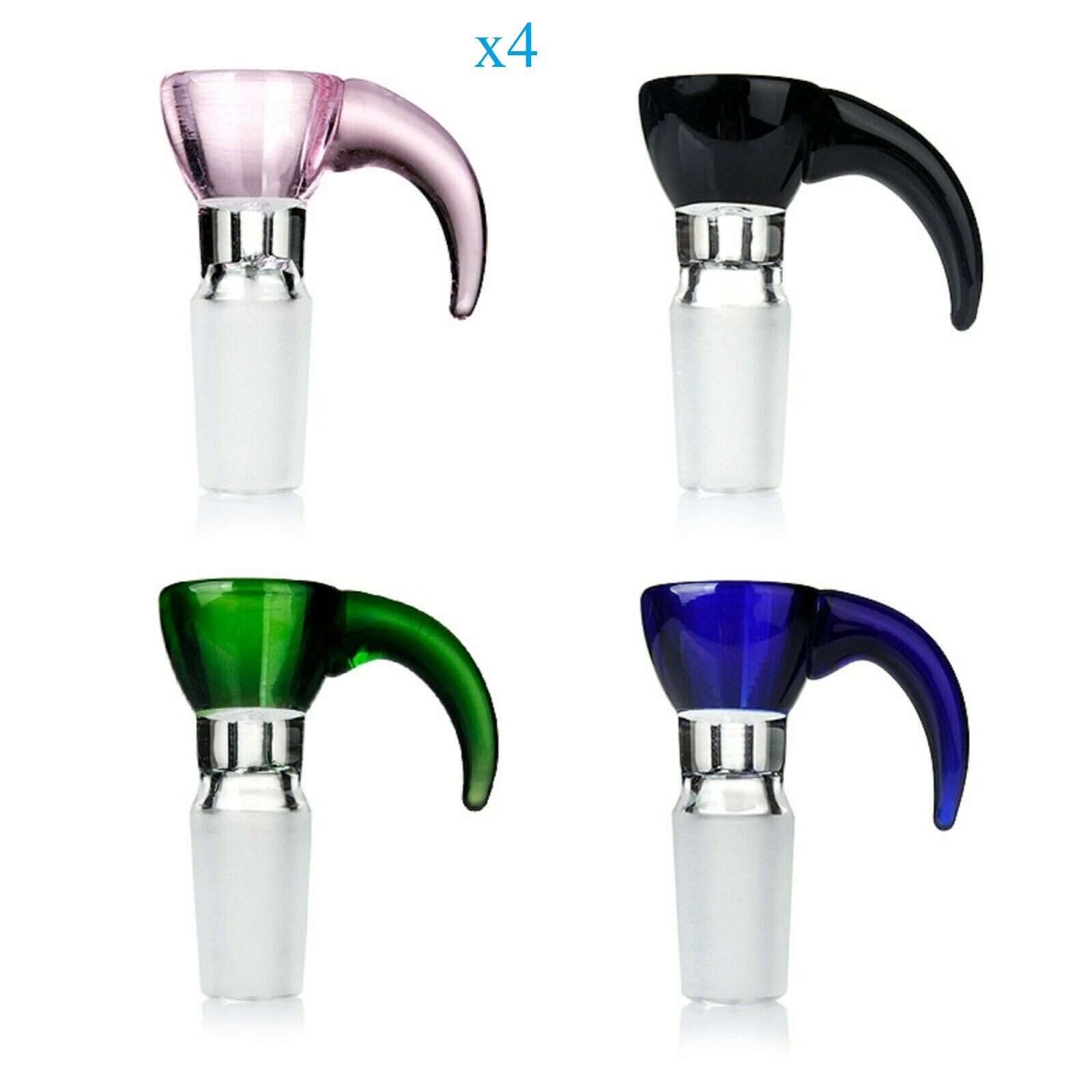 4x 14mm Glass bowl Medium Style with Hole Thick slide mix color lot of 4