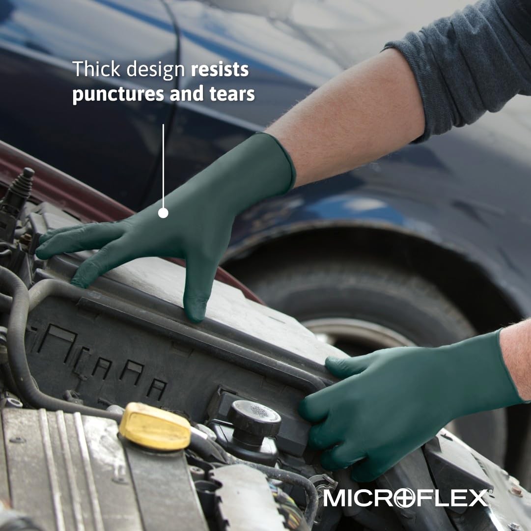 MICROFLEX Dura Flock DFK-608 Thick 11mil Nitrile Gloves for Automotive, After…
