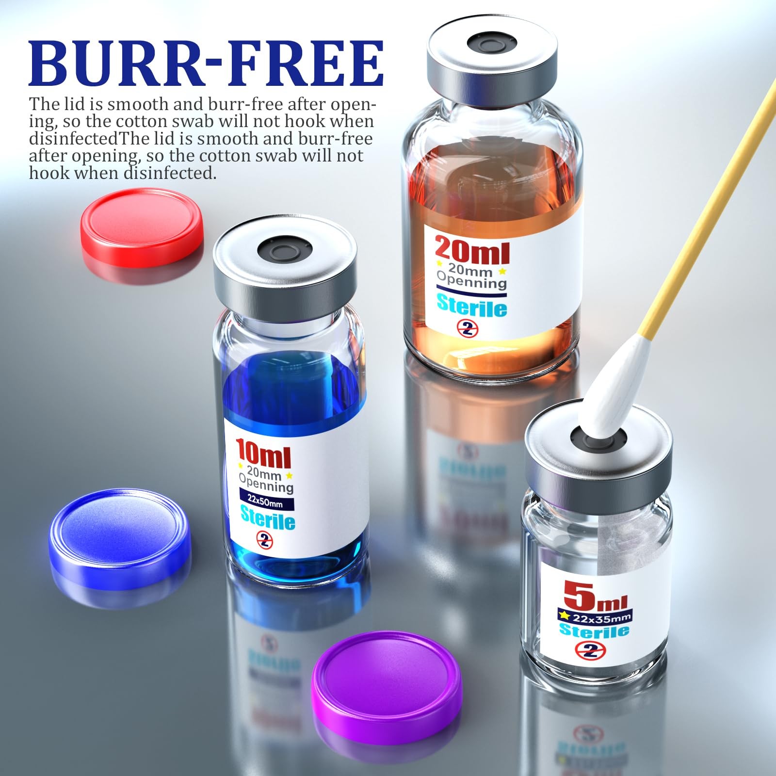 Ks-Tek Sterile Empty Vials with Self Healing Injection Port,with 5ml, Purple