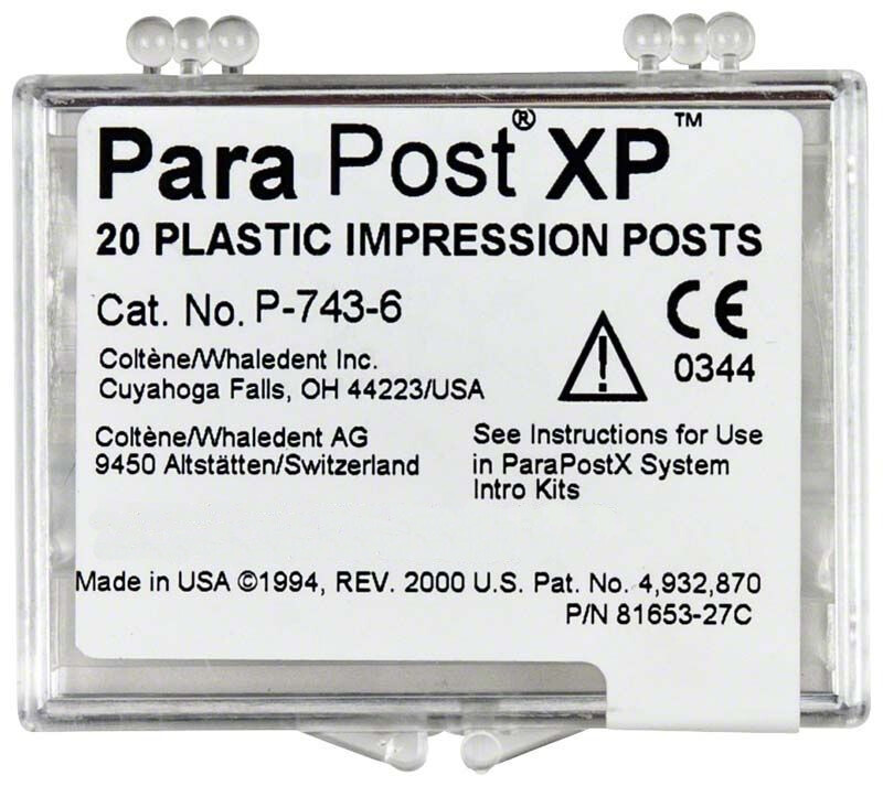 Coltene Whaledent P743-6 ParaPostXP Impression Posts Plastic .060″ Black 20/Pk