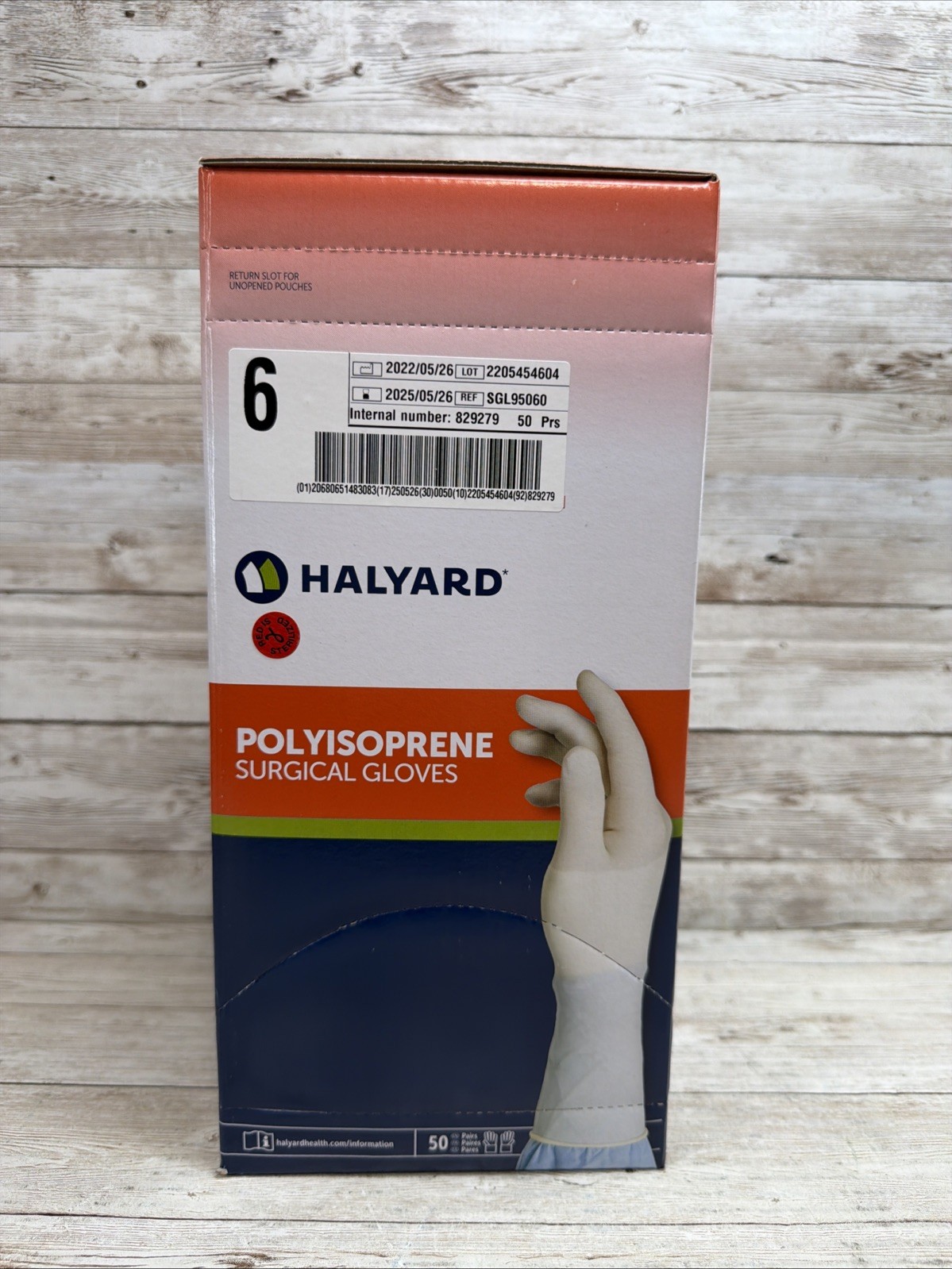 HALYARD Polyisoprene Surgical Gloves *Box 50 Pair* Size: 6 *See Date*5-25