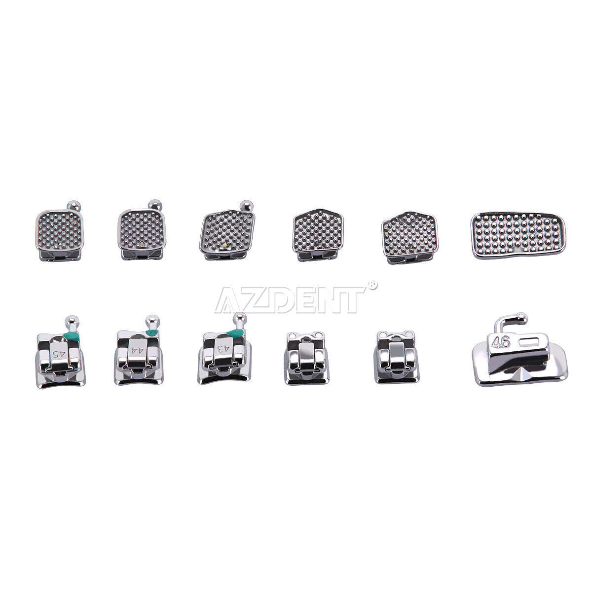 AZDENT Dental Ortho Self-Ligating Brackets Braces Roth/MBT.022 Hook 345 Metal