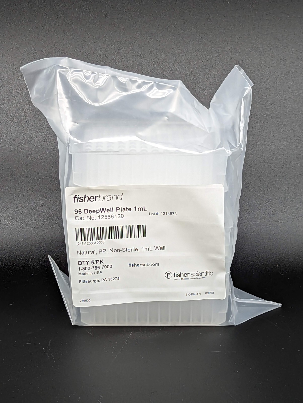 FISHER SCIENTIFIC 12566120 FISHERBRAND 96 DEEPWELL 1mL PLATES PACK OF 5