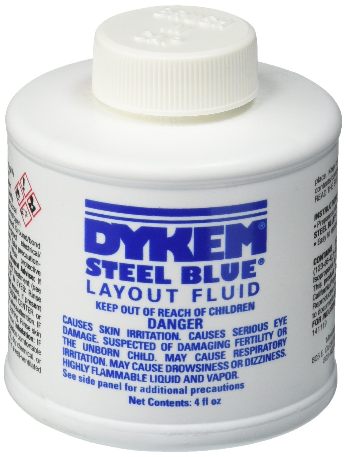 Dykem 80300 Steel Blue Layout Fluid, Brush-in-Cap 4 Fl Oz (Pack of 1),