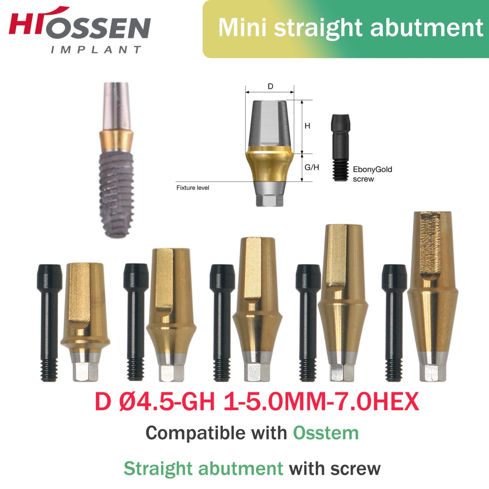 US Dental Straight Transfer & 17° Angled Anatomic Abutment Fit Hiossen/Osstem