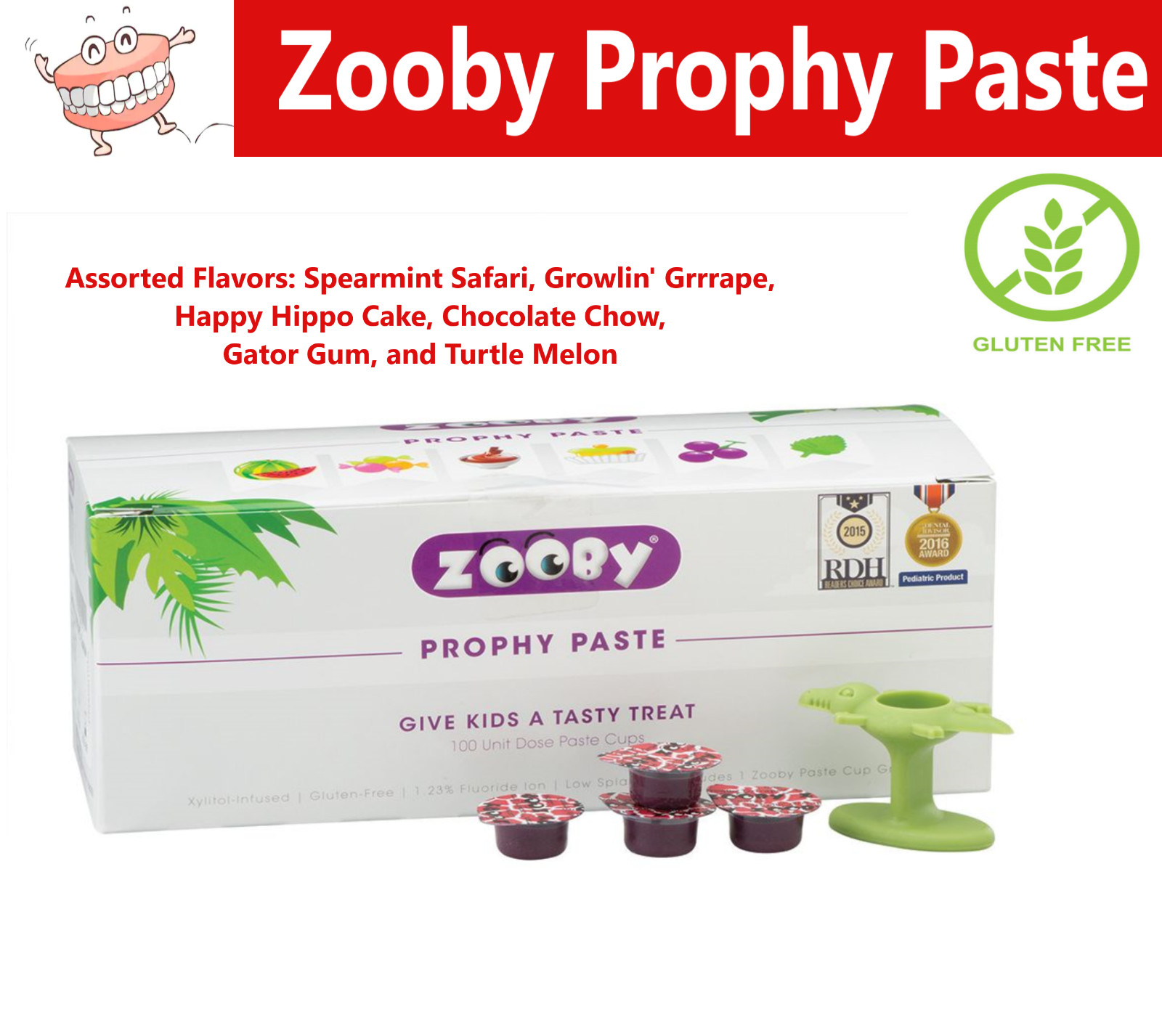 Dental Zooby Prophy Paste,Animal Pack Medium, Fine, Coarse, Designed for Kids