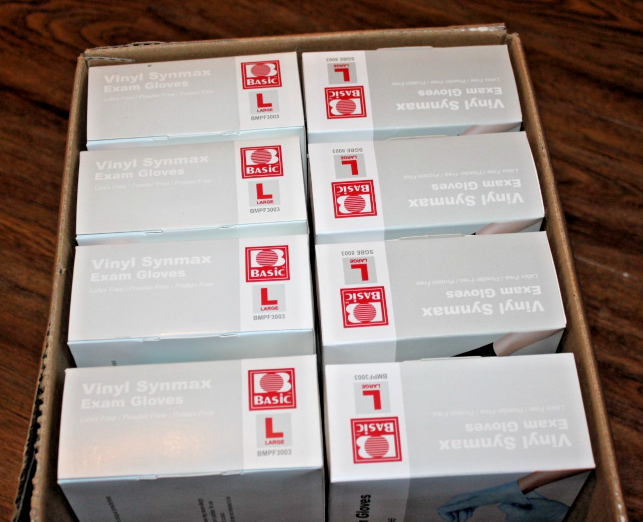 800 BASIC Vinyl Exam Gloves Latex-Free & Protein Free 100/Box, 800 Gloves total.
