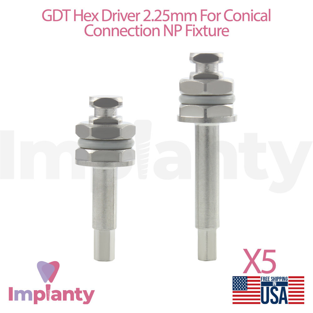 5x GDT Hex Driver 2.25mm Conical Connection Narrow Platform (NP) Dentistry