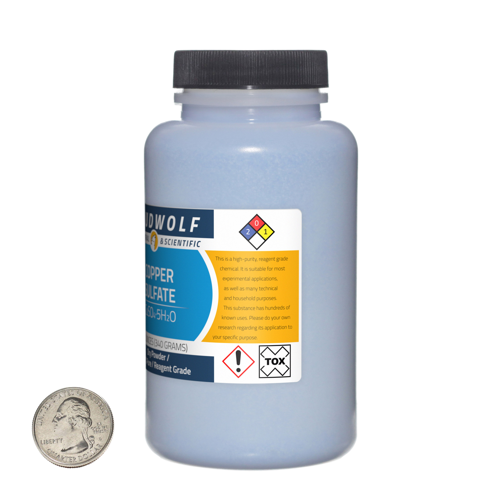 Copper Sulfate / 3 Pounds / 4 Bottles / 99.7% Pure Reagent Grade / Dry Powder