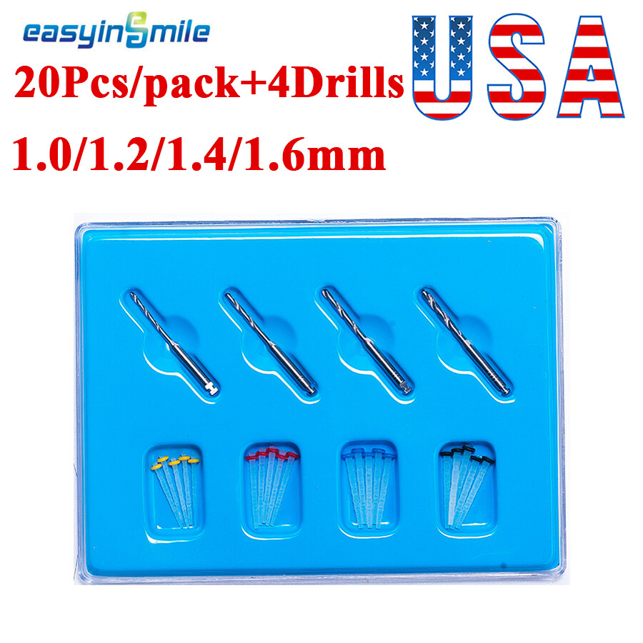 Dental Fiber Post Endodontic Quartz Glass Screw Piles +4 Drills Kit Easyinsmile