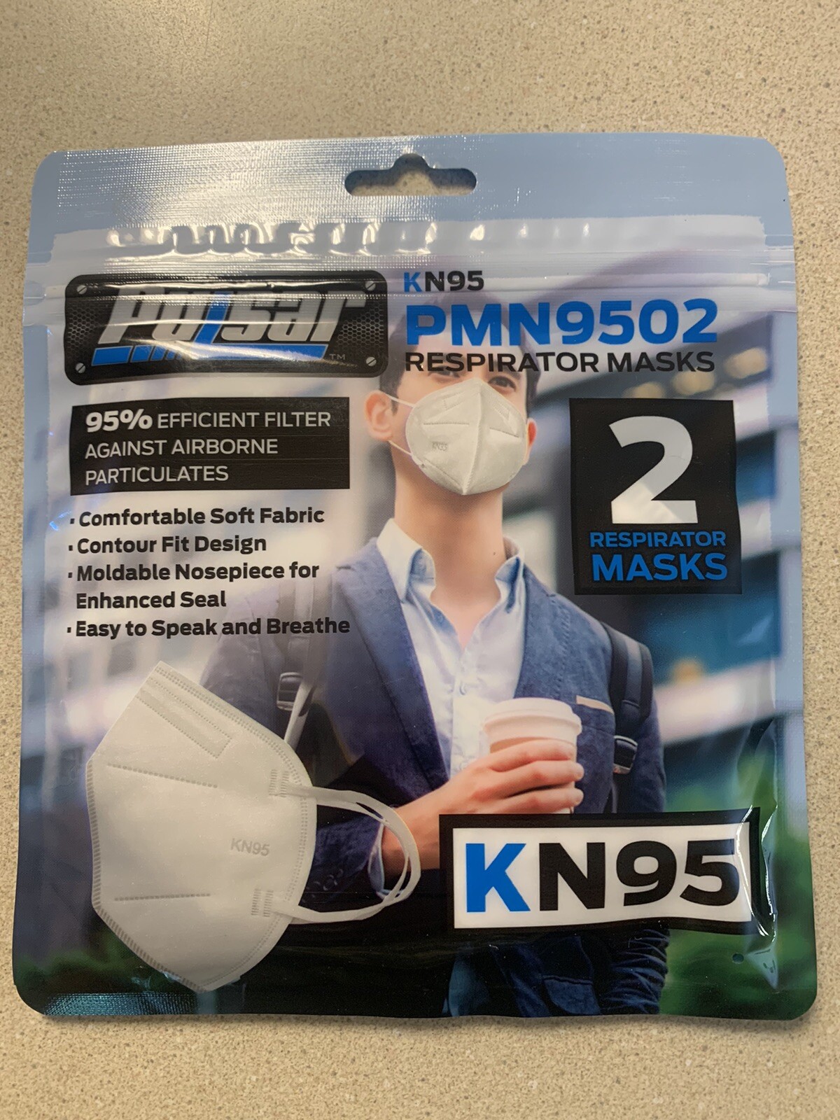 Pulsar KN95 Respirator Masks Package of 2 NEW