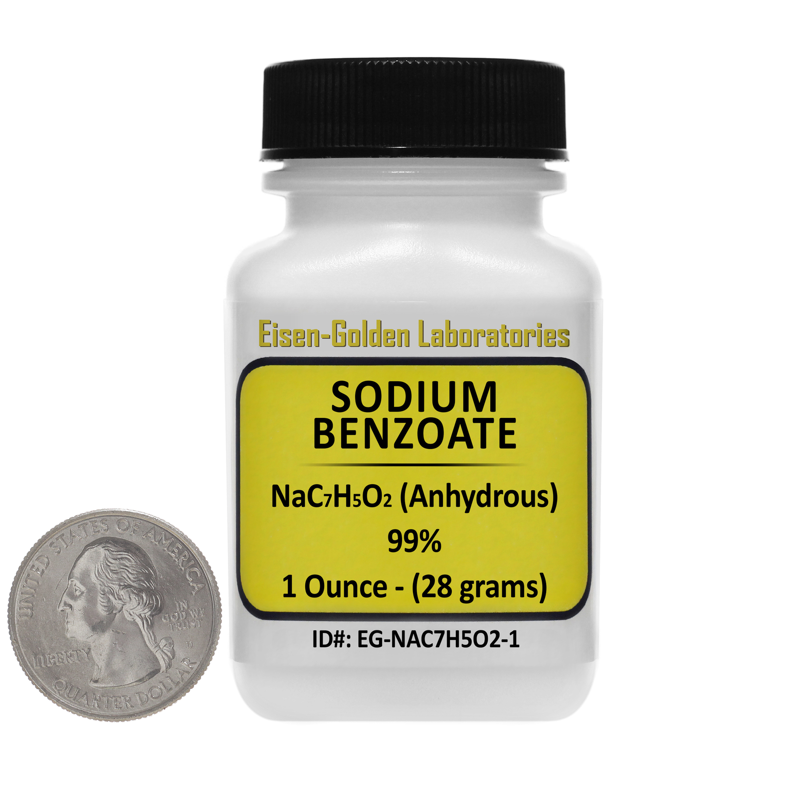 Sodium Benzoate [NaC7H5O2] 99.9% USP Food Grade Micropellets 1 Oz in a Bottle