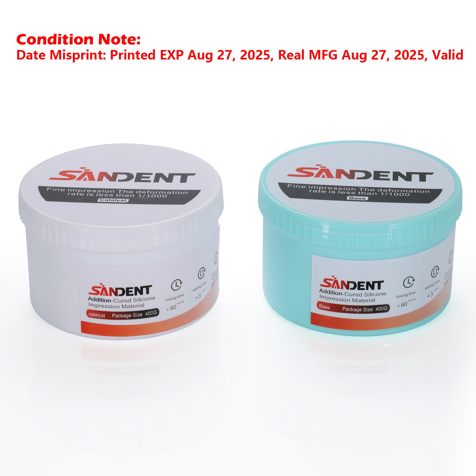 Dental Putty PVS VPS Impression Material Base Normal Set 2 x 400g