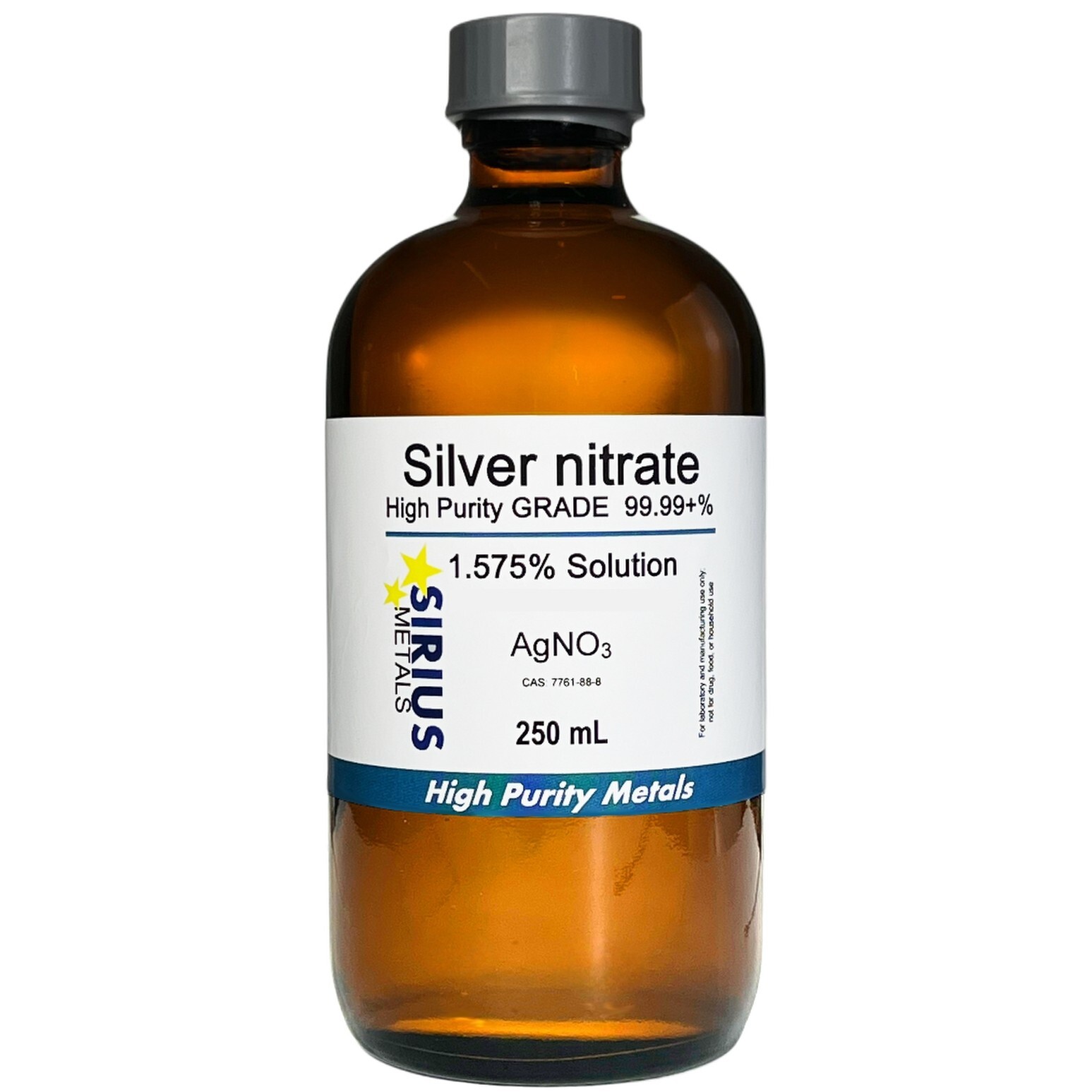 Silver Nitrate Solution (CAS# 7761-88-8) – 1.575% as AgNO3, 1.0% as Ag – 250 mL