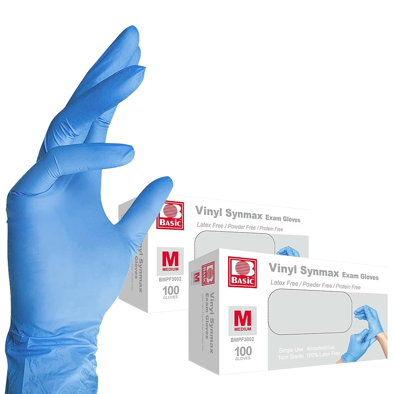 Basic Vinyl Exam Gloves, Latex-Free, Powder-Free, Disposable, Small, Case of 1,0