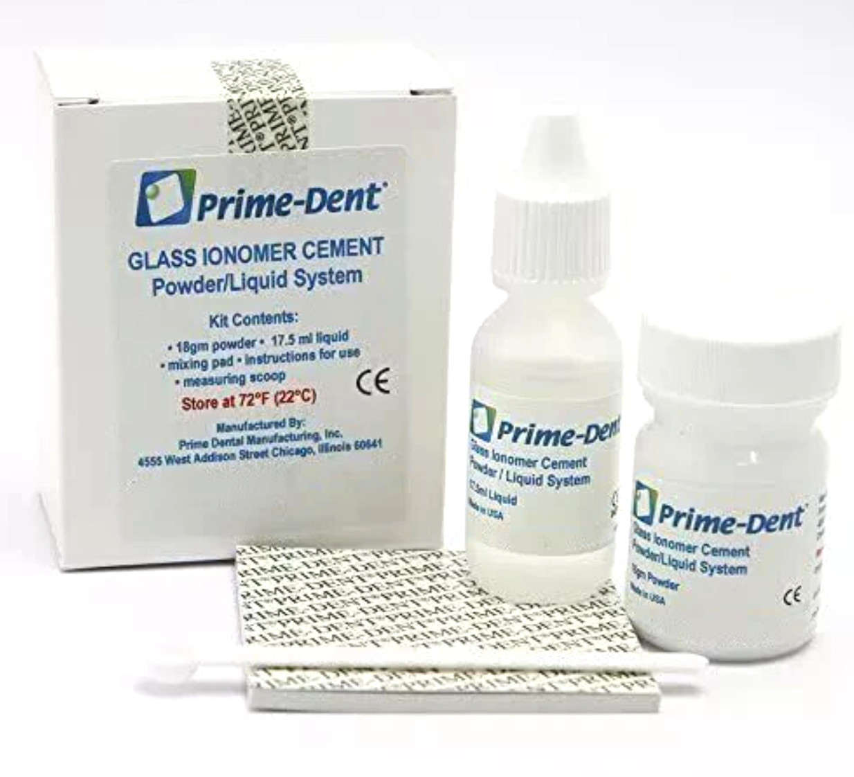 Prime-Dent Dental Glass Ionomer Luting Cement Kit Crowns 18g/17.5ml Kit