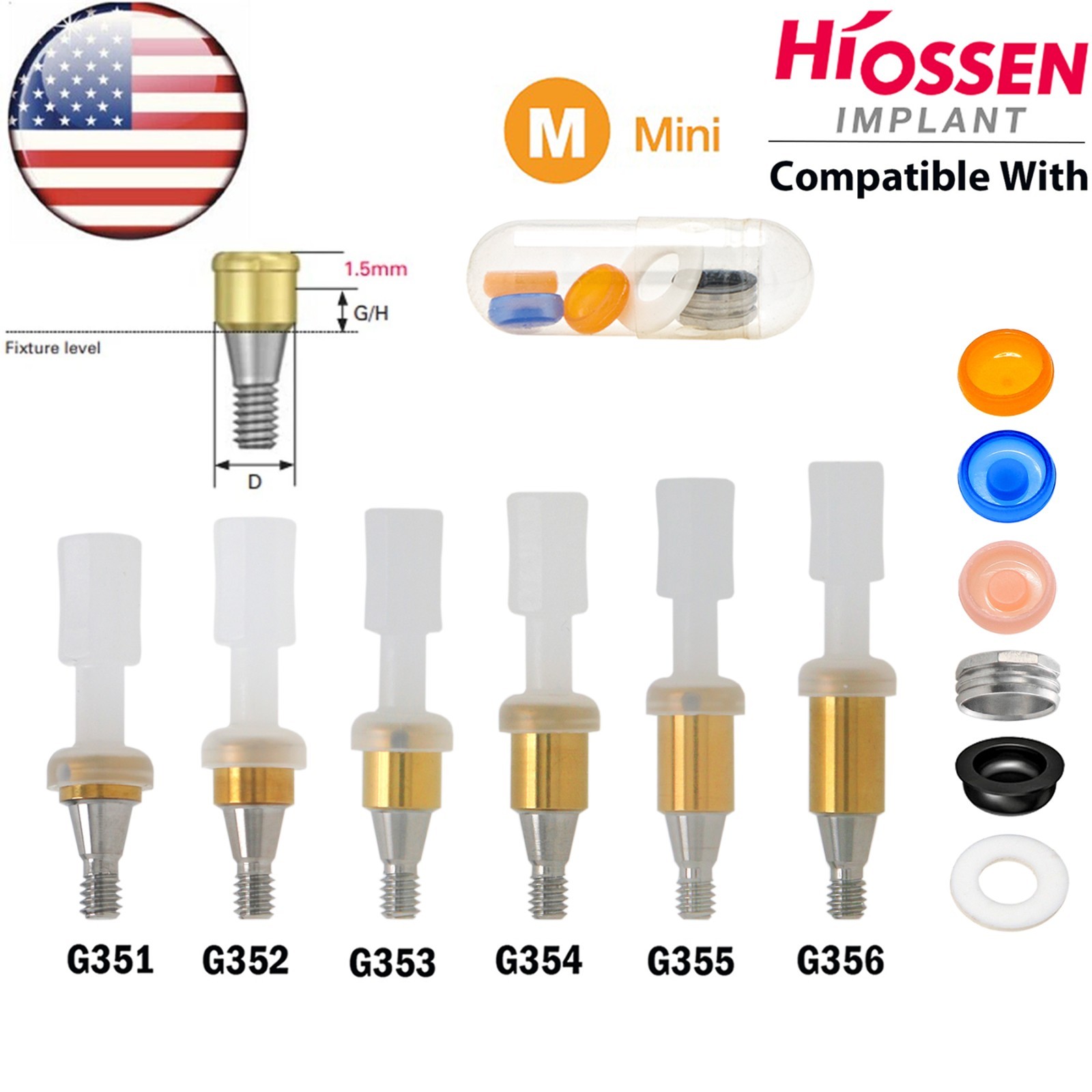 US Overdenture Locator Abutment Mini/Regular Fit Hiossen ET/Osstem TS Platform