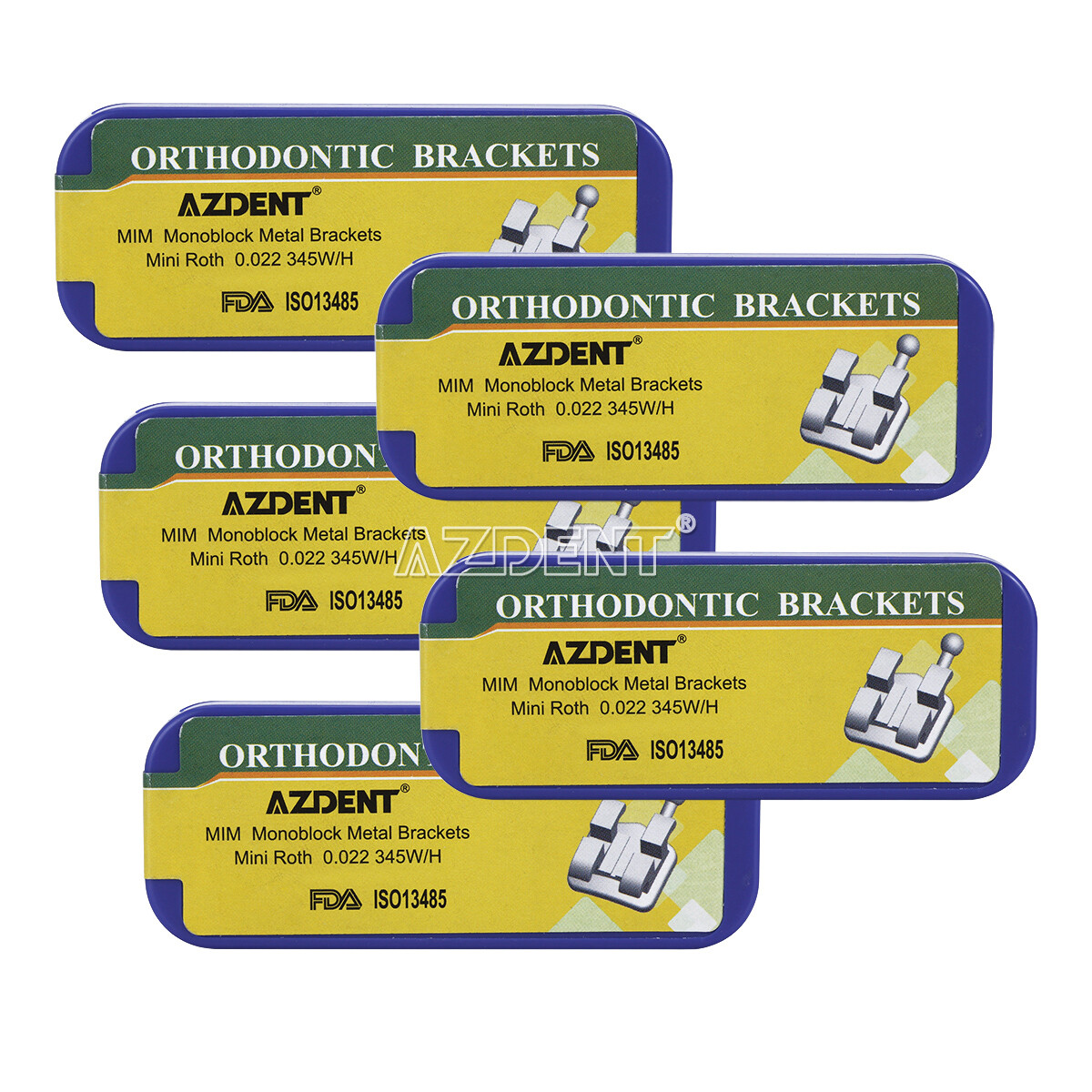 AZDENT Orthodontic Bracket Dental MIM Monoblock Braces Mini Roth.022 345 Hooks