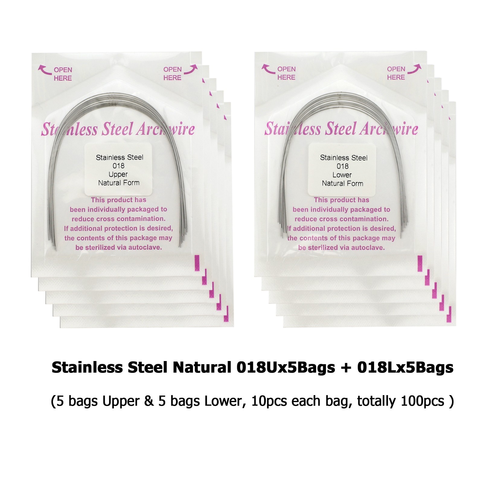 Dental Orthodontic Arch Wire Stainless Steel Natural Form Round Rectangular U L