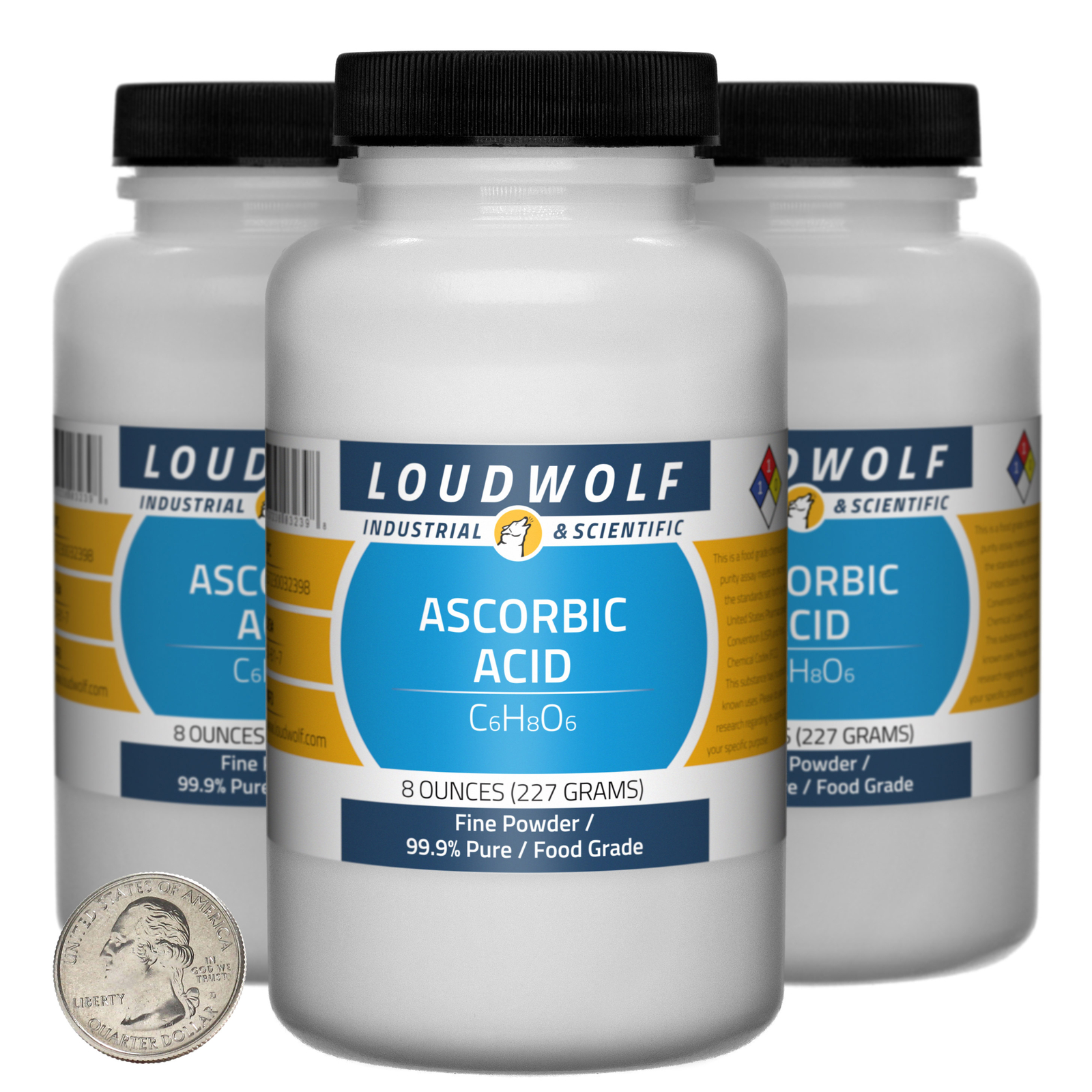 Ascorbic Acid / 1.5 Pounds / 3 Bottles / 99.9% Pure Food Grade / Fine Powder