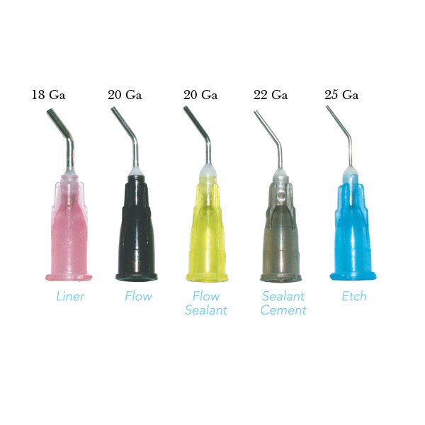 Dental Pre Bent Needle Tips 100 tips 18 Ga. pink liner