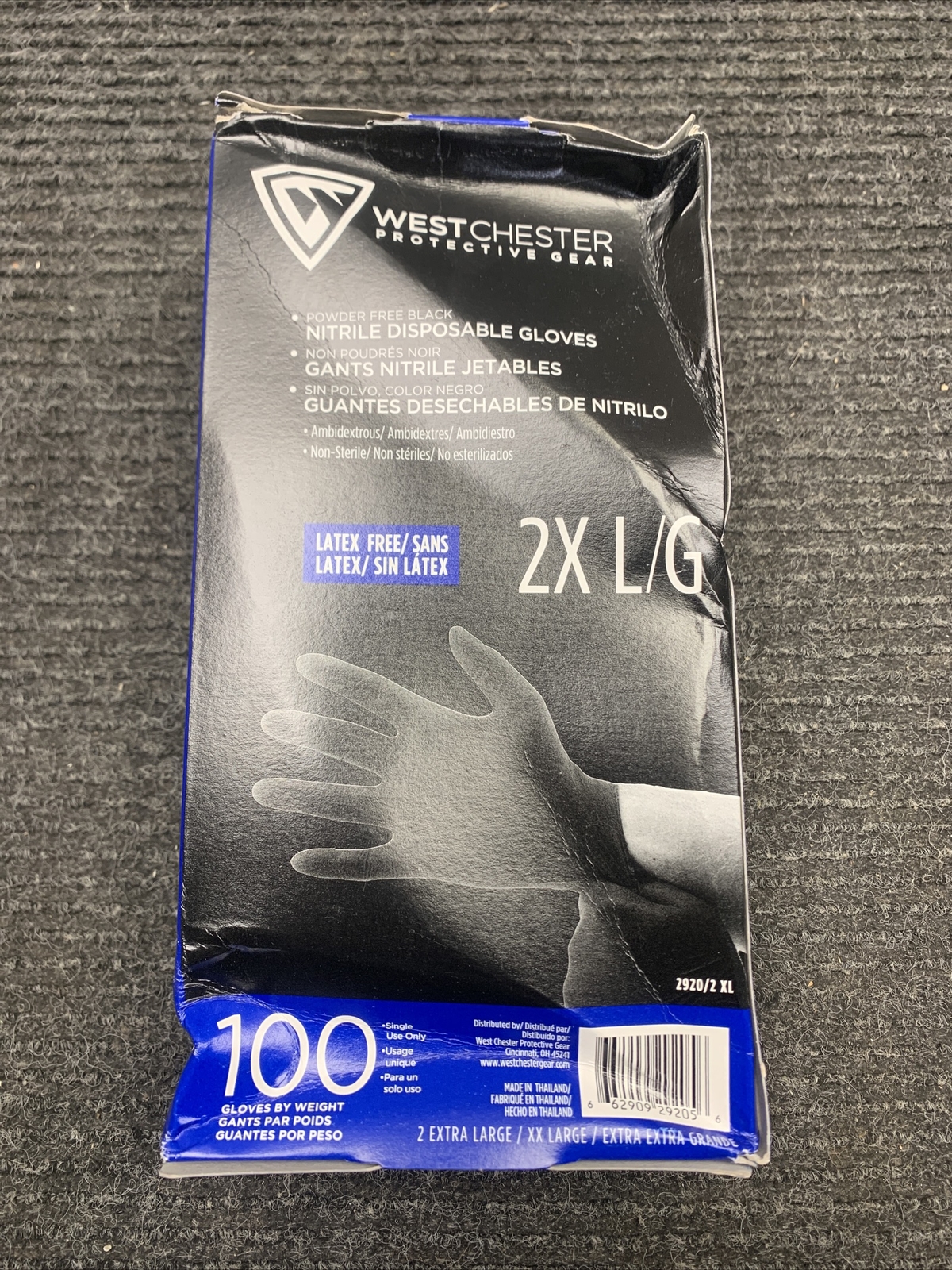 New WEST CHESTER 2920/2XL Powder-Free Black 100 Gloves