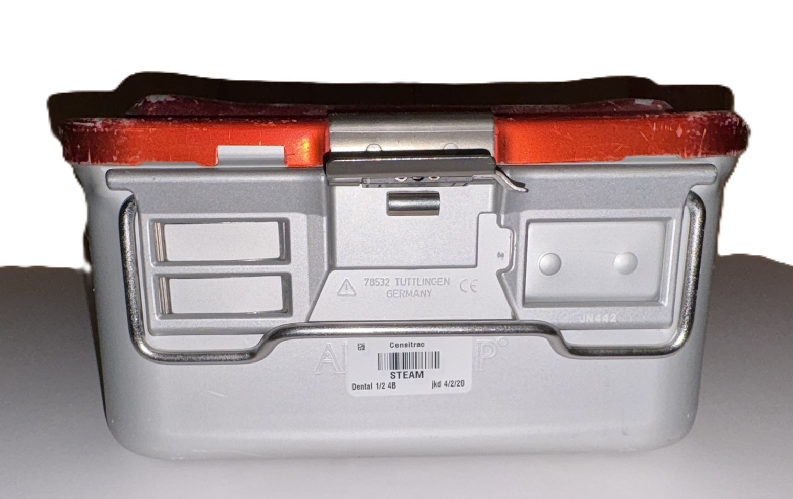 Aesculap Sterilization Tray SterilContainer w Red Lid, Plate JN442 JK487 JK100