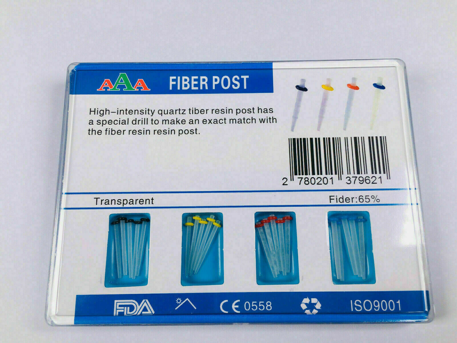 AAA Dental High intensity Fiber Resin Post 20 and 4 Drill Screw Thread Quartz