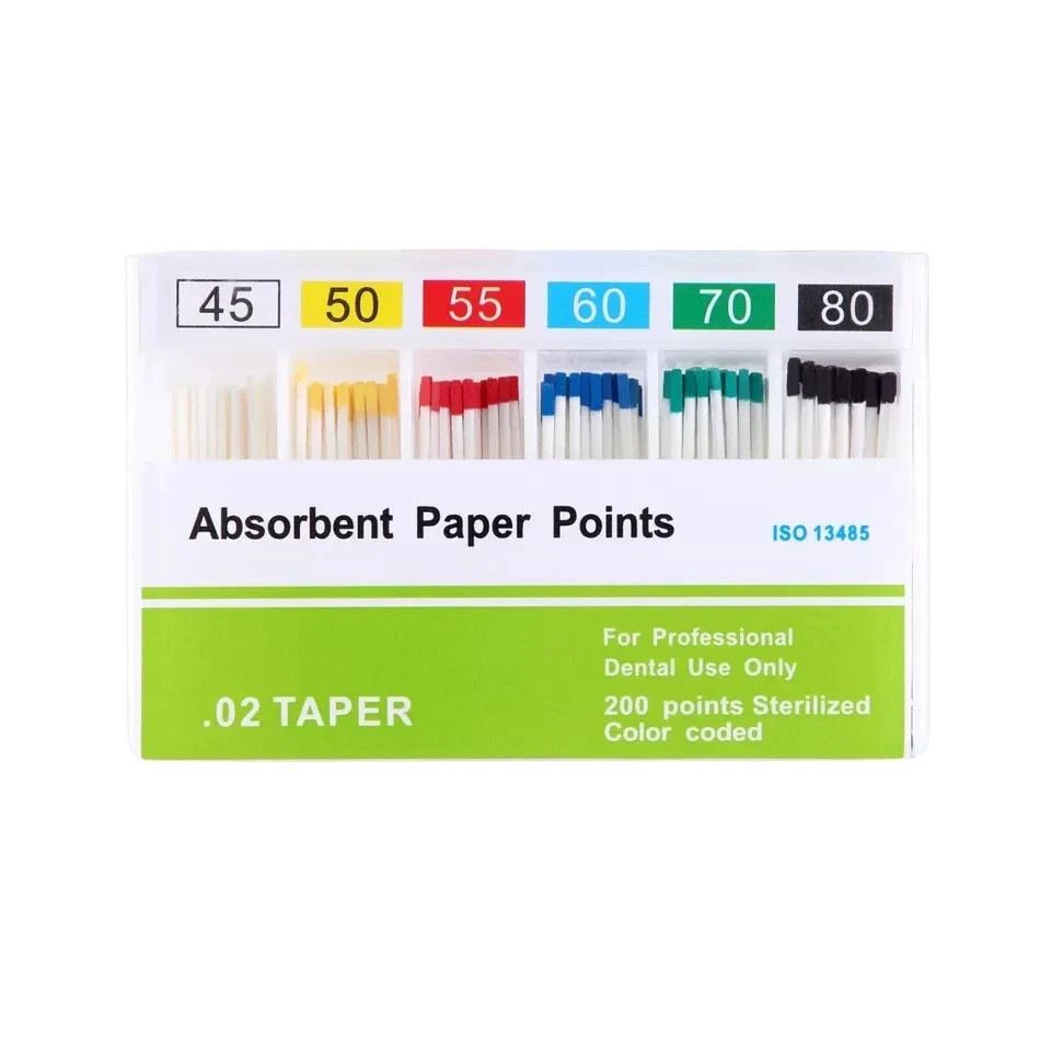7 Size Dental Endodontic Endo Taper 0.02/0.04/0.06 Absorbent Paper Points #15-40