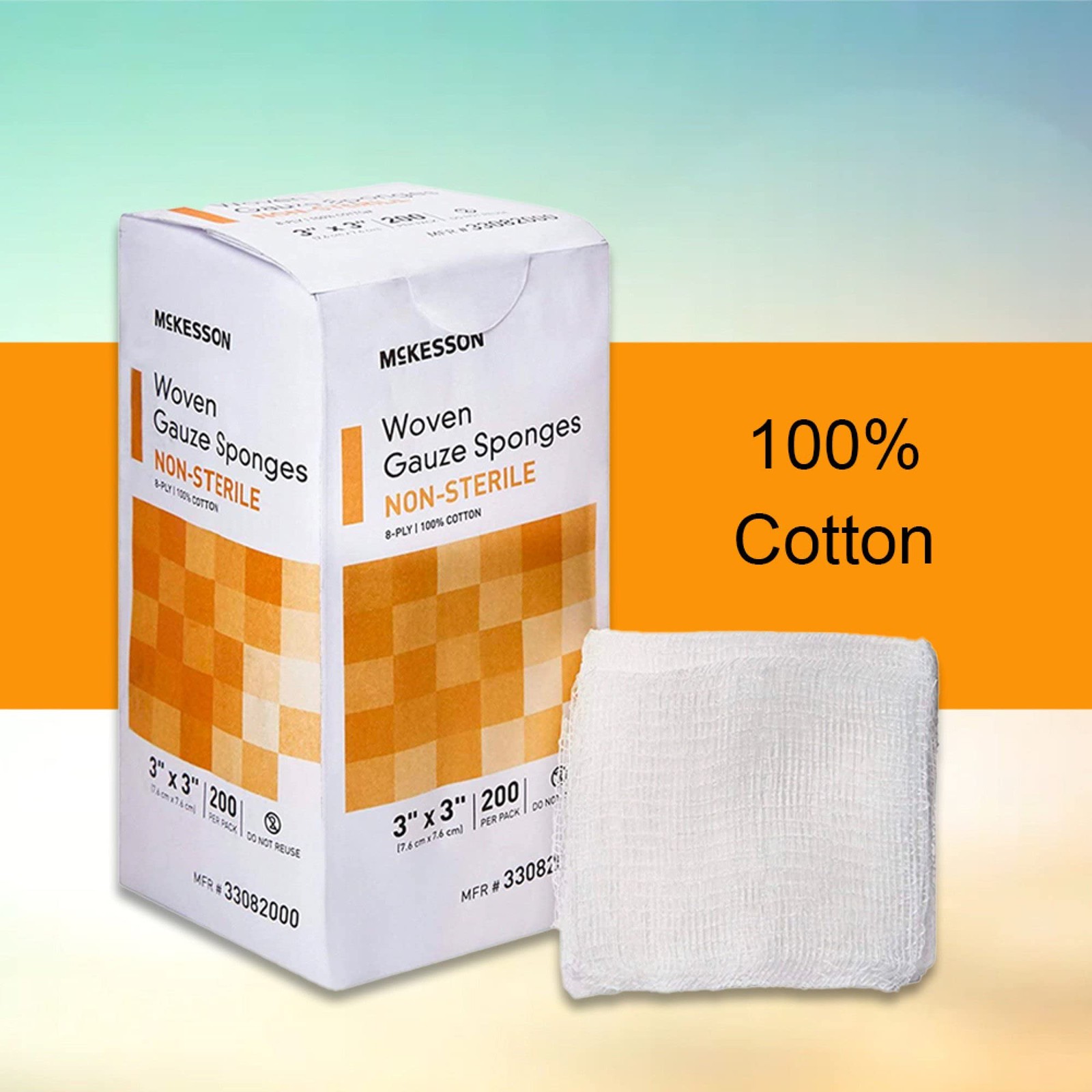 McKesson 8-Ply Sterile Gauze Sponges, 2″ x 2″, 2 Counts per x White
