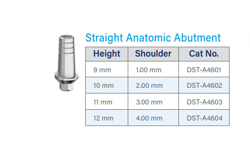 Straight Anatomic Abutment – Internal Hex system 10 Pack
