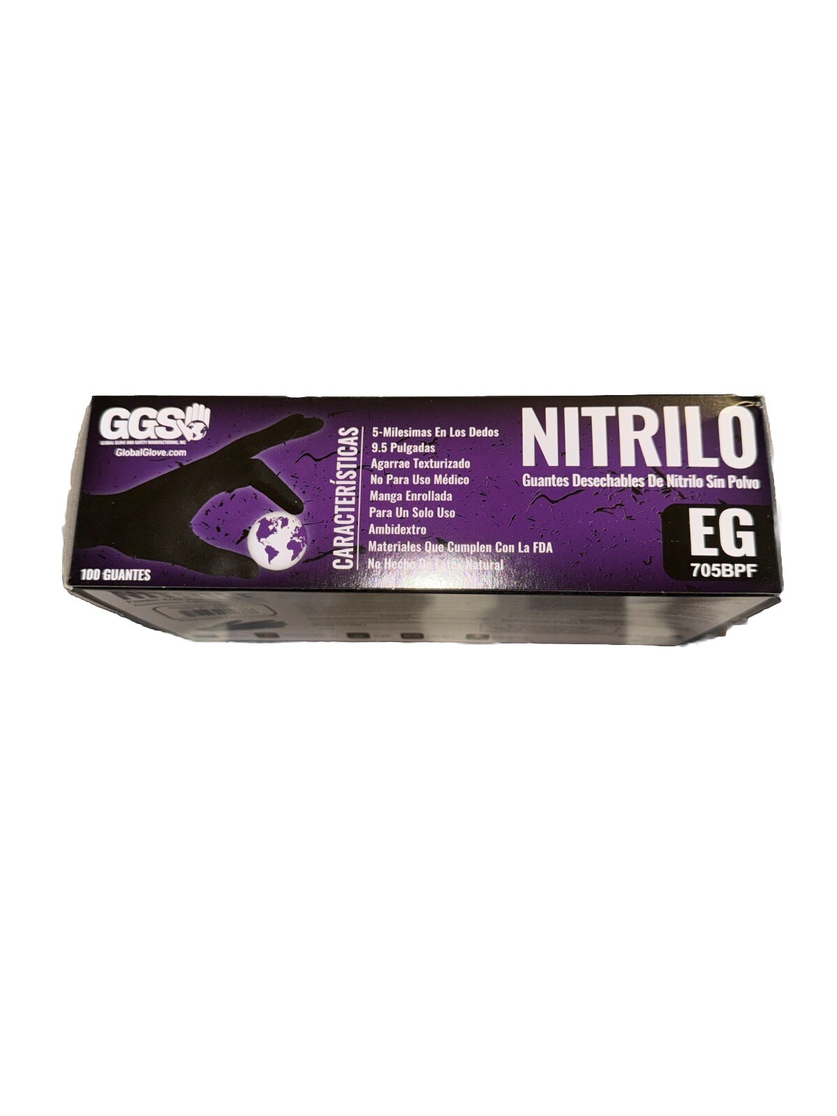 Global Glove 705BPF Black Nitrile PF Rough Finish 9.5” Size: XL (100 CT)