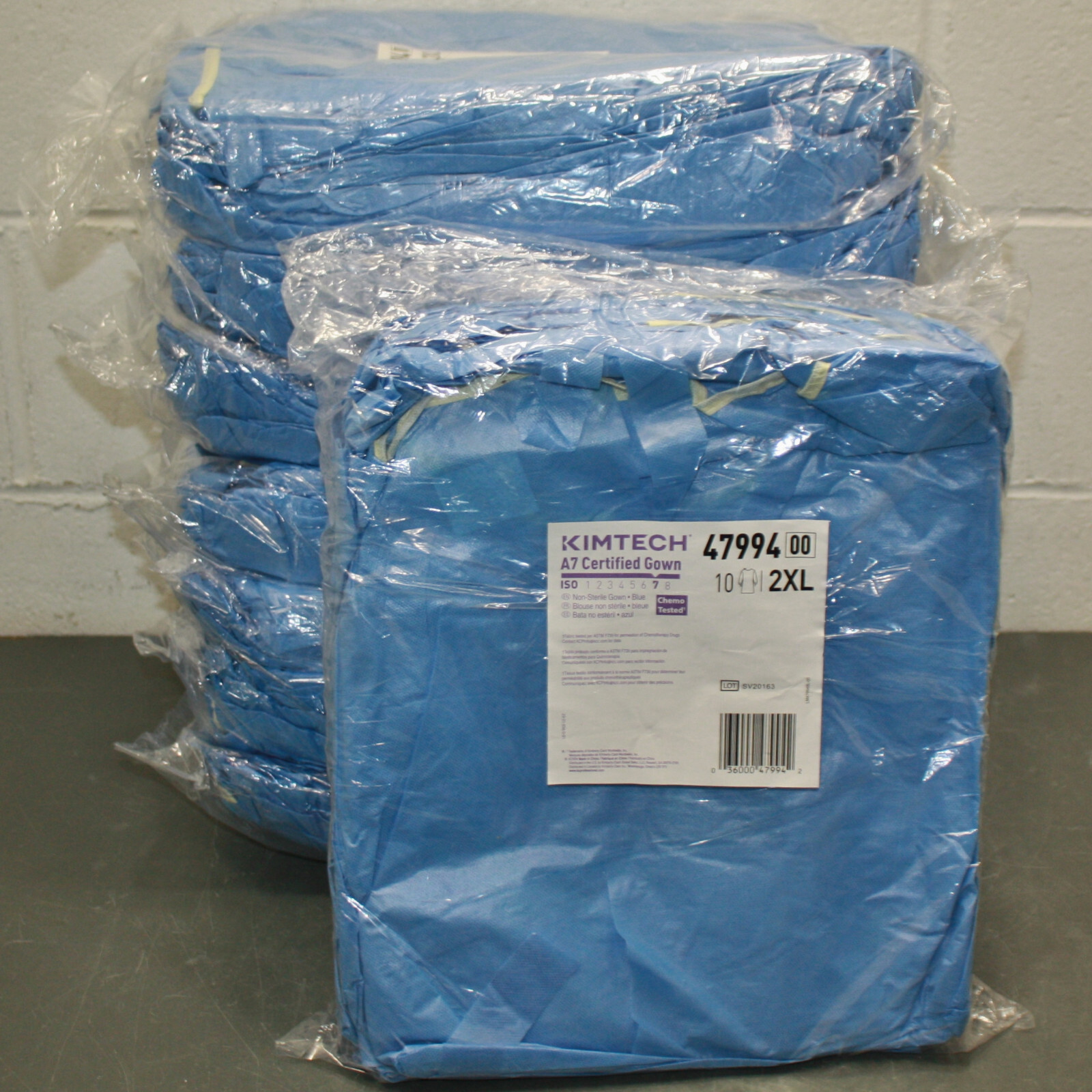 (80) Kimberly Clark Kimtech A7 Liquid Barrier Gowns 47994, Size XXL / 2XL, Blue
