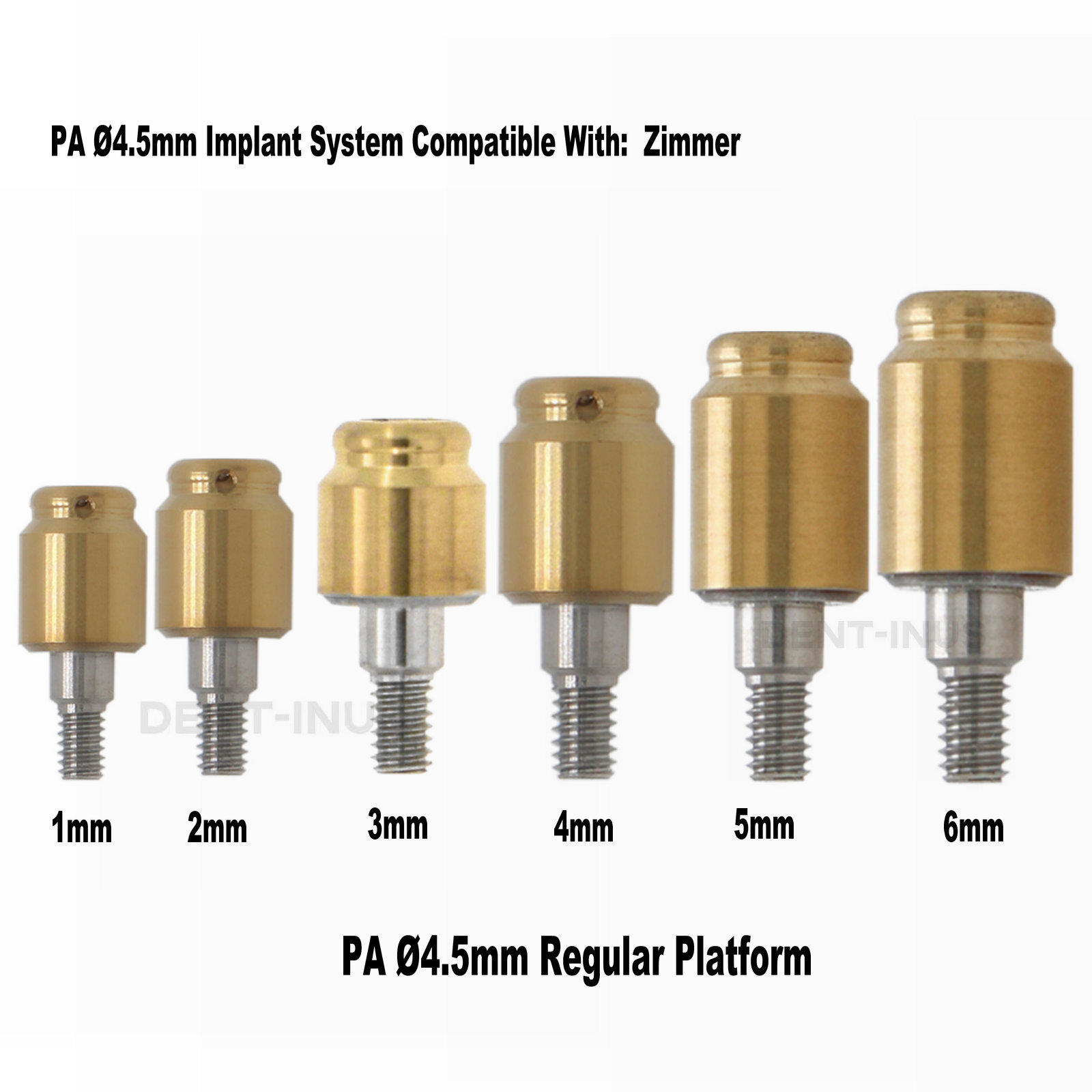 Dental PA4.5 Attachment Abutment Male Cap for Zimmer Removable AH=1/2/3/4/5/6mm