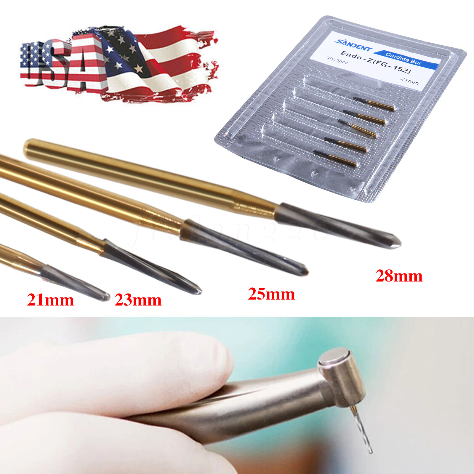 21/25/31mm Dental Endo-Z Burs Lab Drill Carbide Tungsten Steel Trim Finishing FG