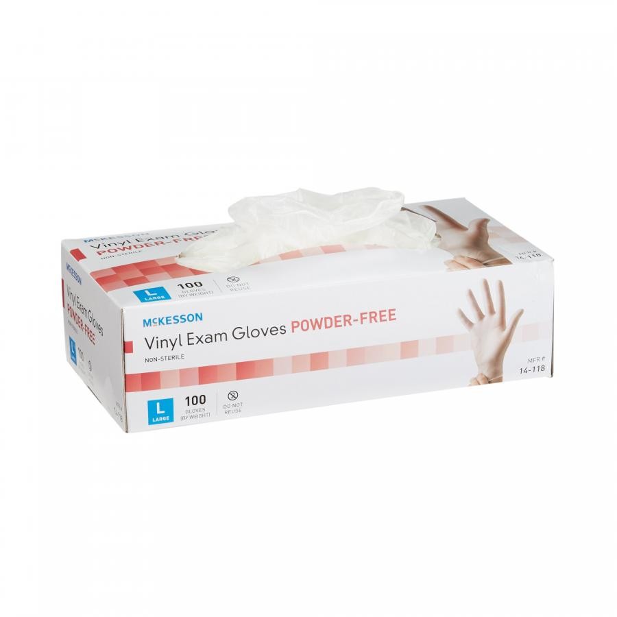 McKesson Vinyl Exam Glove Large Clear 9.4″ Length Ambidextrous Non-Sterile 1000