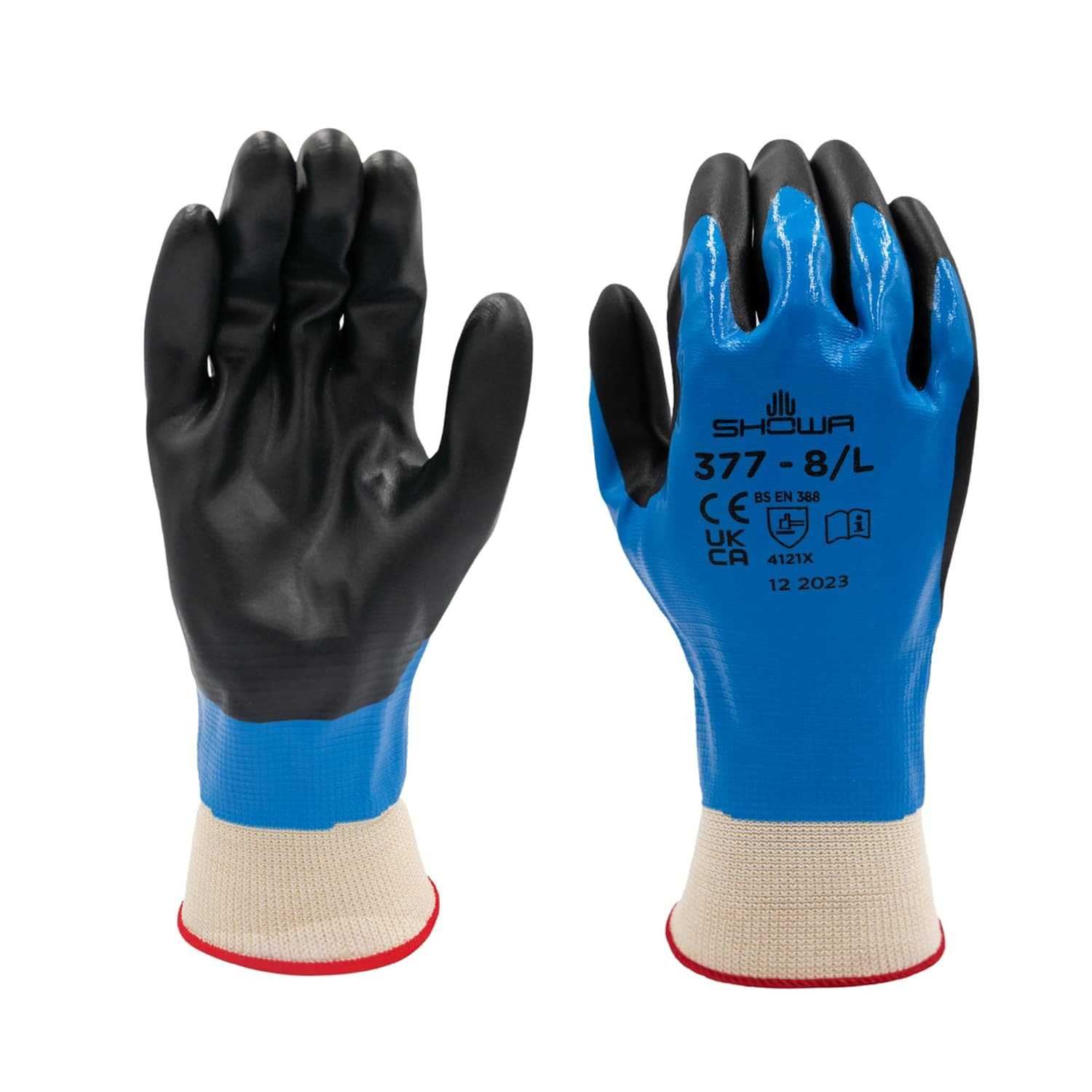 377XL-09 Nitrile Foam Coating on Nitrile Glove with Polyester/Nylon Knit Liner,